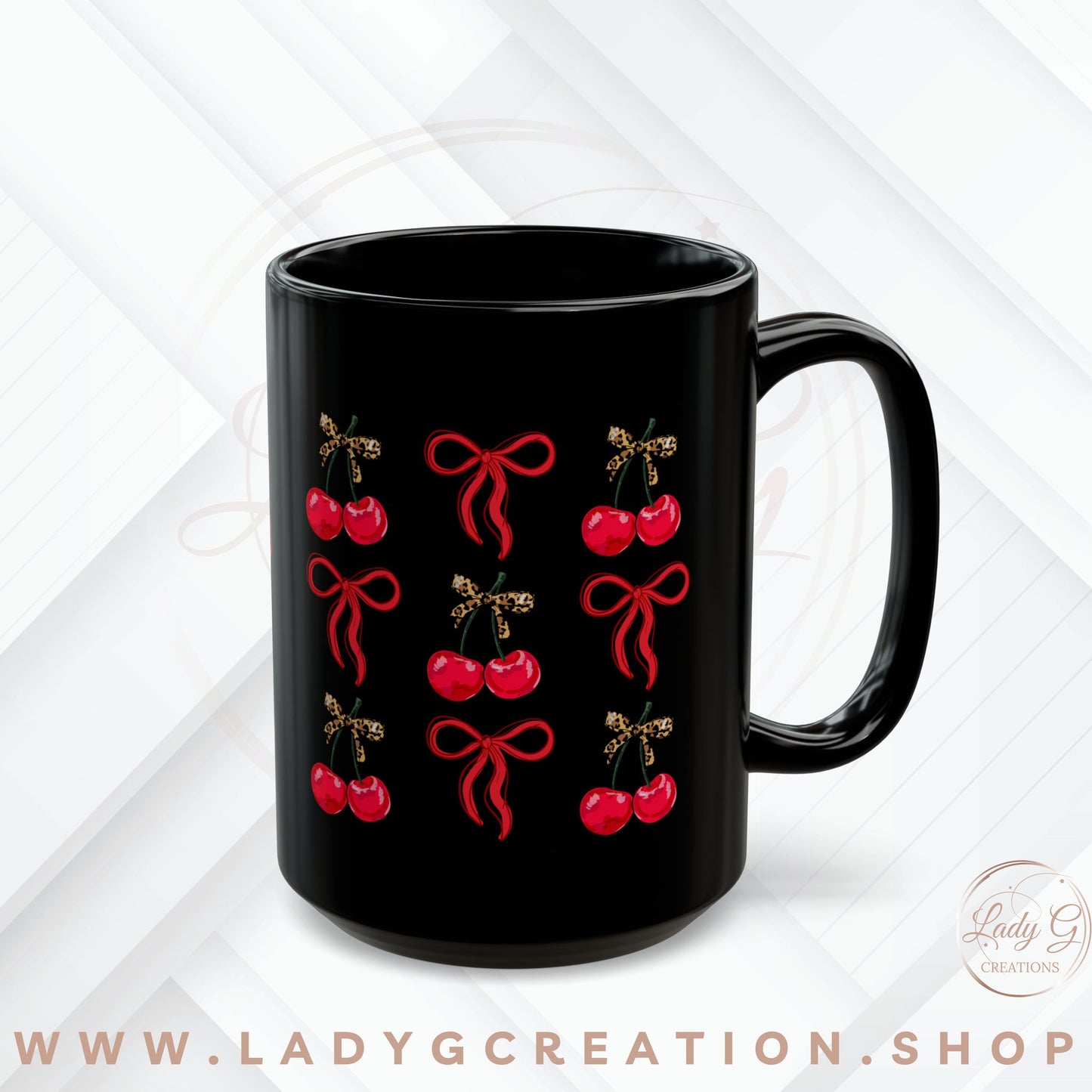 Cherry Coquette Black Mug