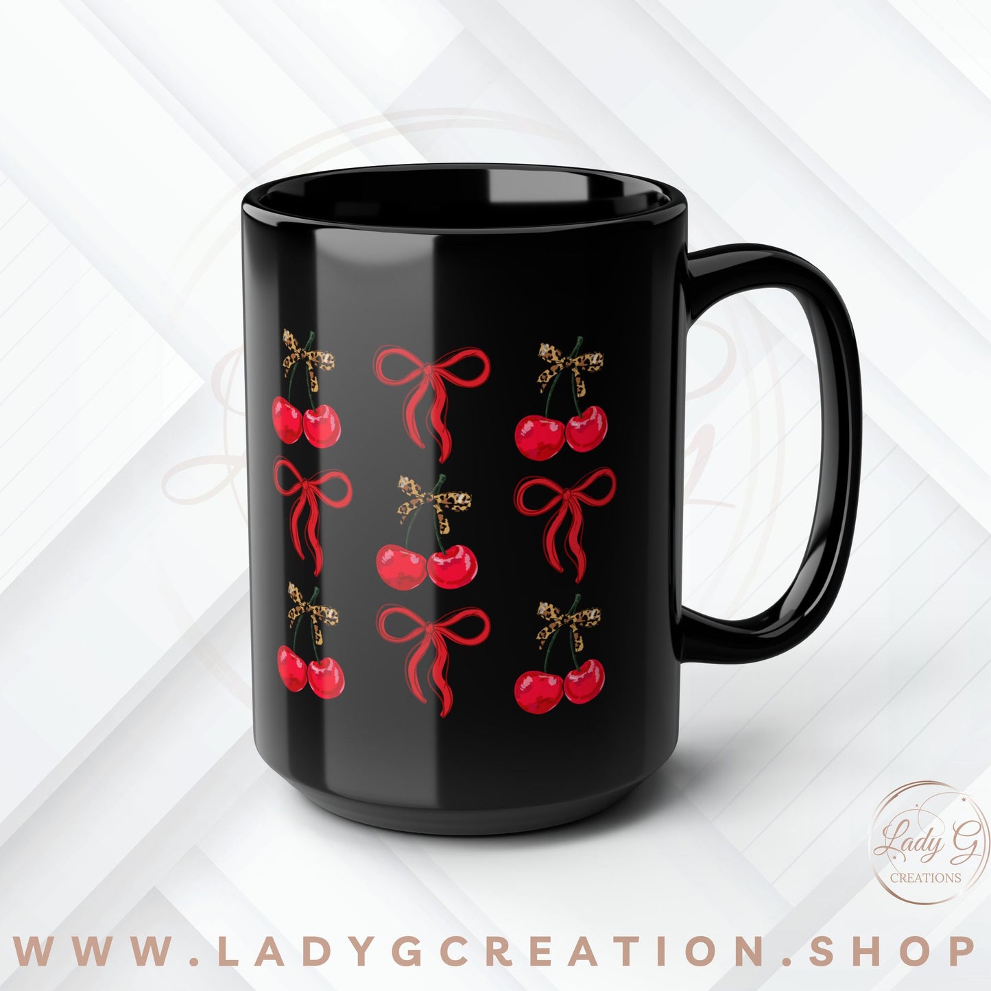Cherry Coquette Black Mug