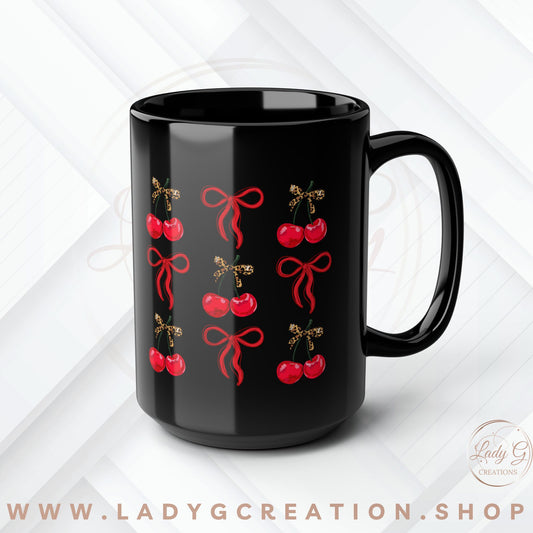 Cherry Coquette Black Mug