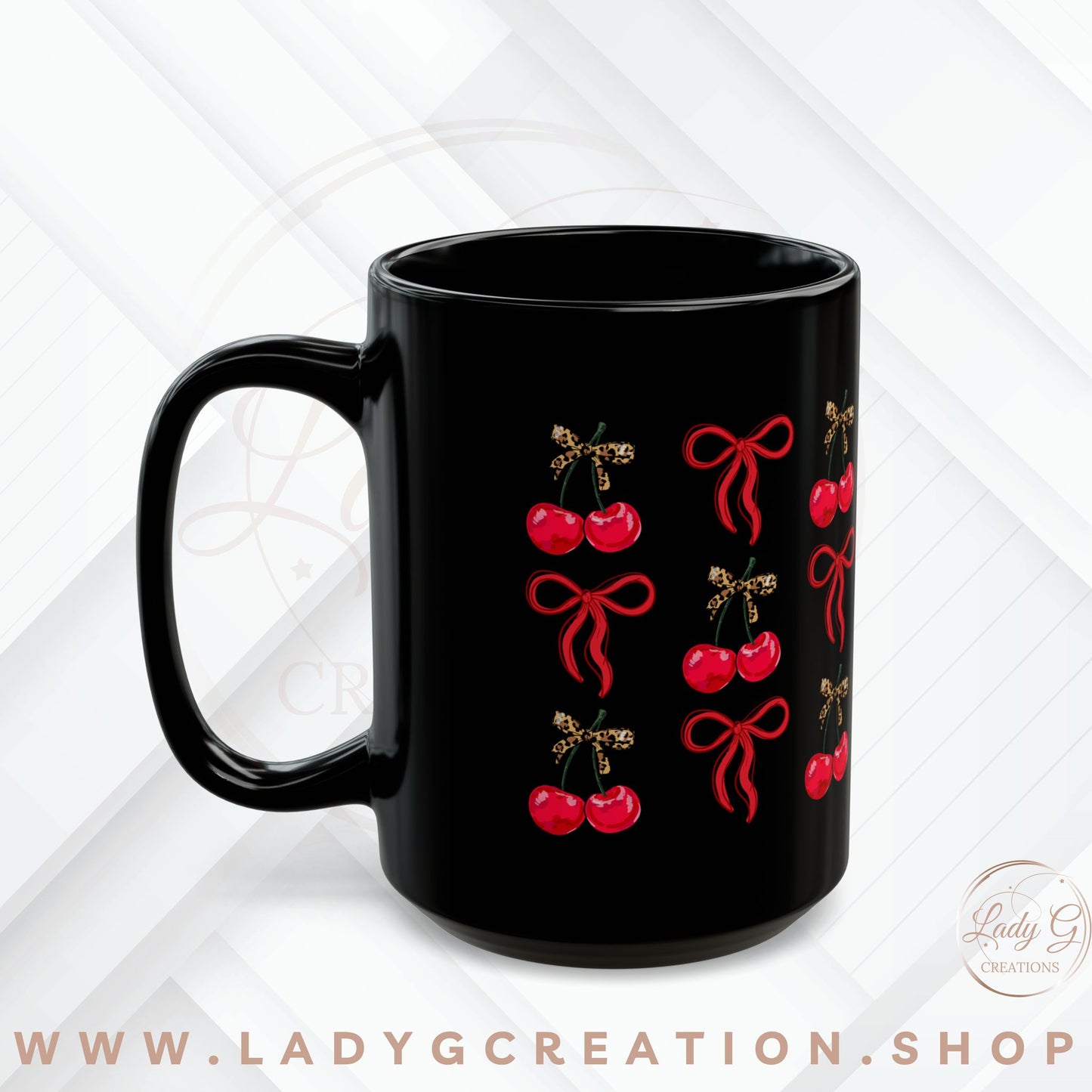 Cherry Coquette Black Mug