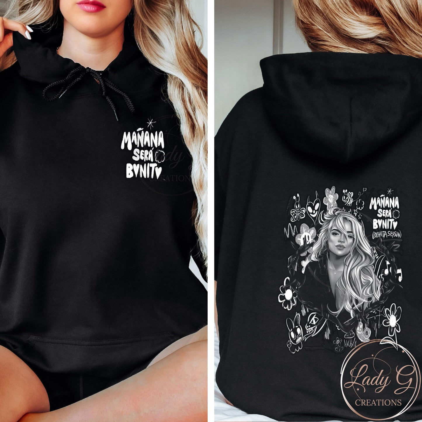 Black and White Manana Sera Bonito Forever !  MSB | Karol G | Birthday Gift Karol G Fan | KG Sweater | Bichota Season | Hooded Sweatshirt